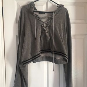 Cropped sweater hoodie